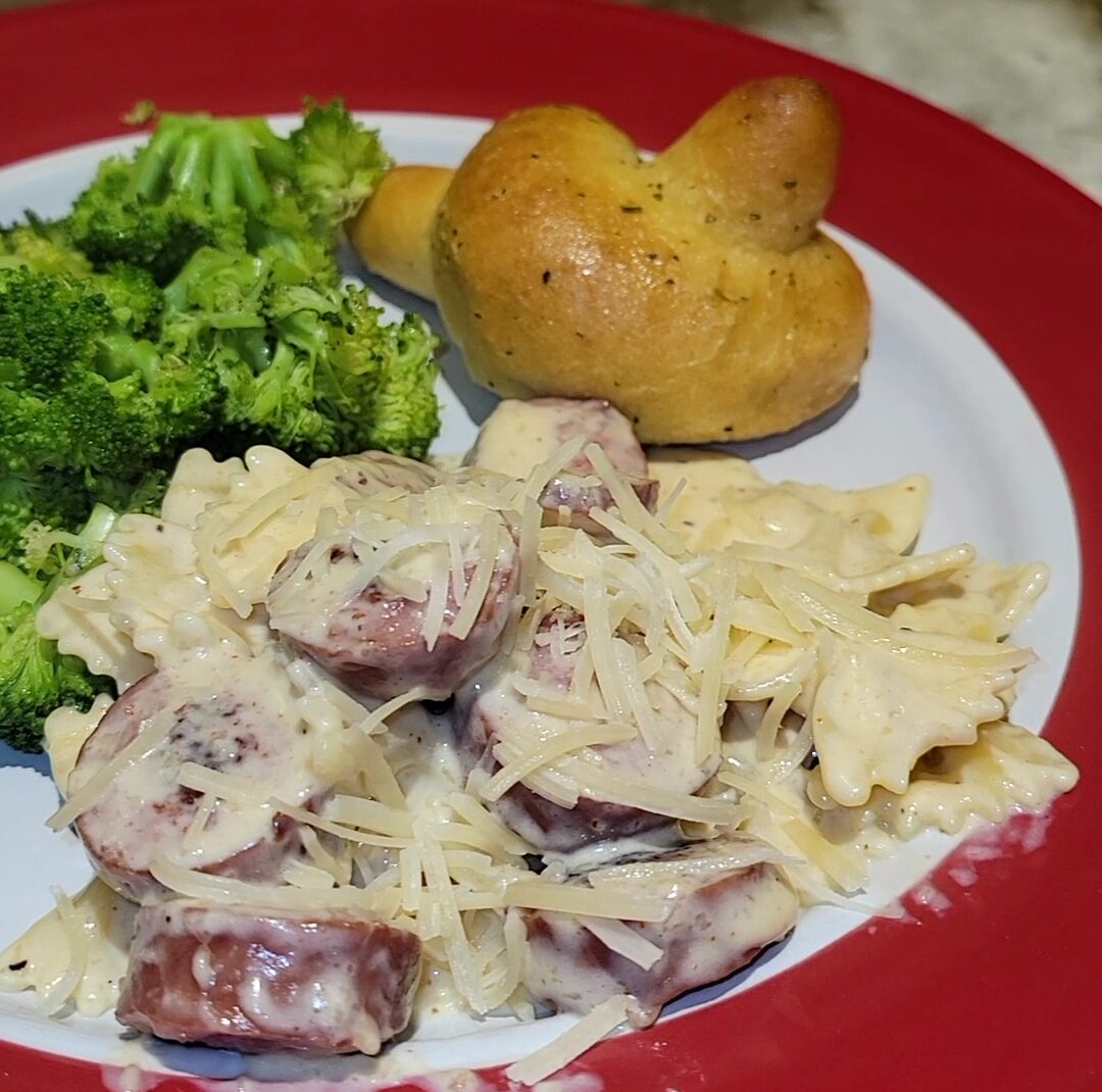 Cajun Alfredo with Smoked Sausage & Bow Tie Pasta Jamie's Home Cooking